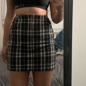 plaid black and white skirt